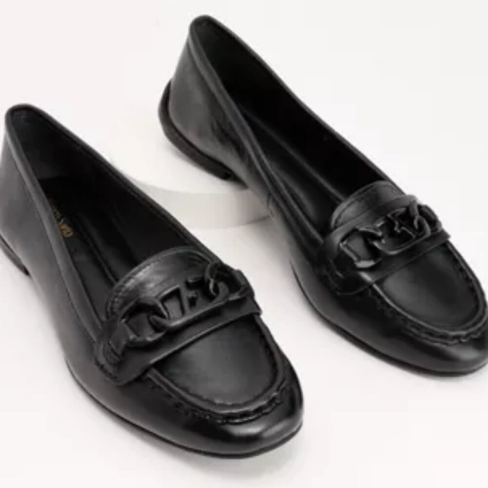 SALE! new Franco Sarto Leather Slip-on Chain Loafers Flats